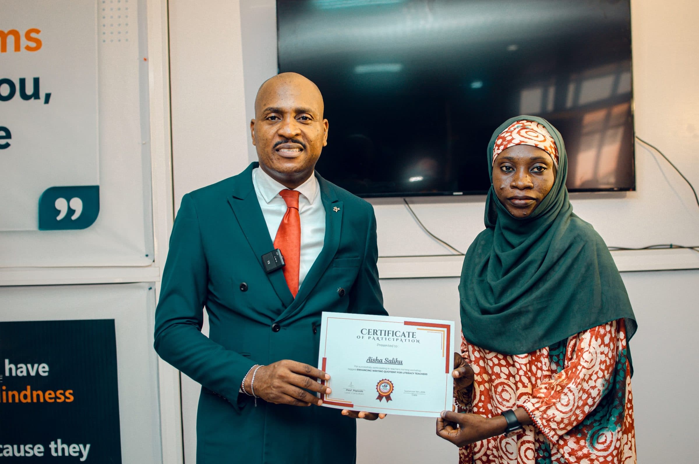 Participant receiving a certificate of participation